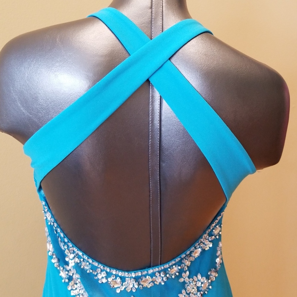 Morgan & Co Rhinestone Detail Open Back prom Dres  - Picture 6 of 8
